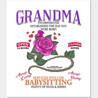 Grandma Inc Services Include Babysitting Funny Mothers Day Novelty Gift Posters and Art